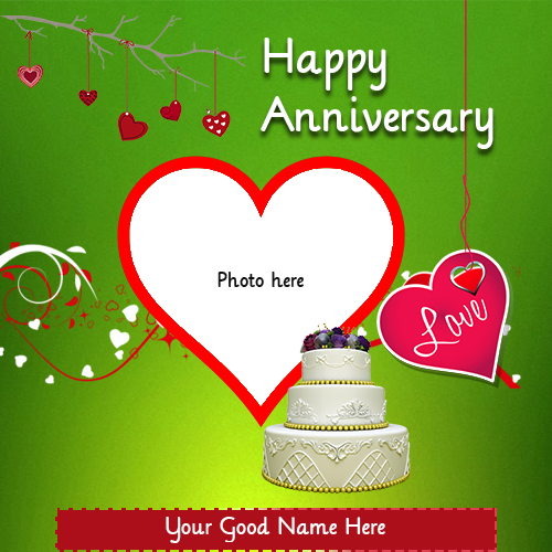 Three Tier Love Anniversary Cake Photo Frame With Name Three Tier Love Anniversary Cake Photo Frame With Name