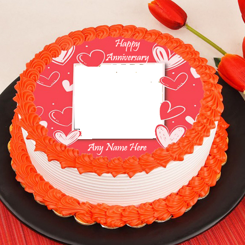 Love Background Anniversary Cake With Name And Photo Love Background Anniversary Cake With Name And Photo