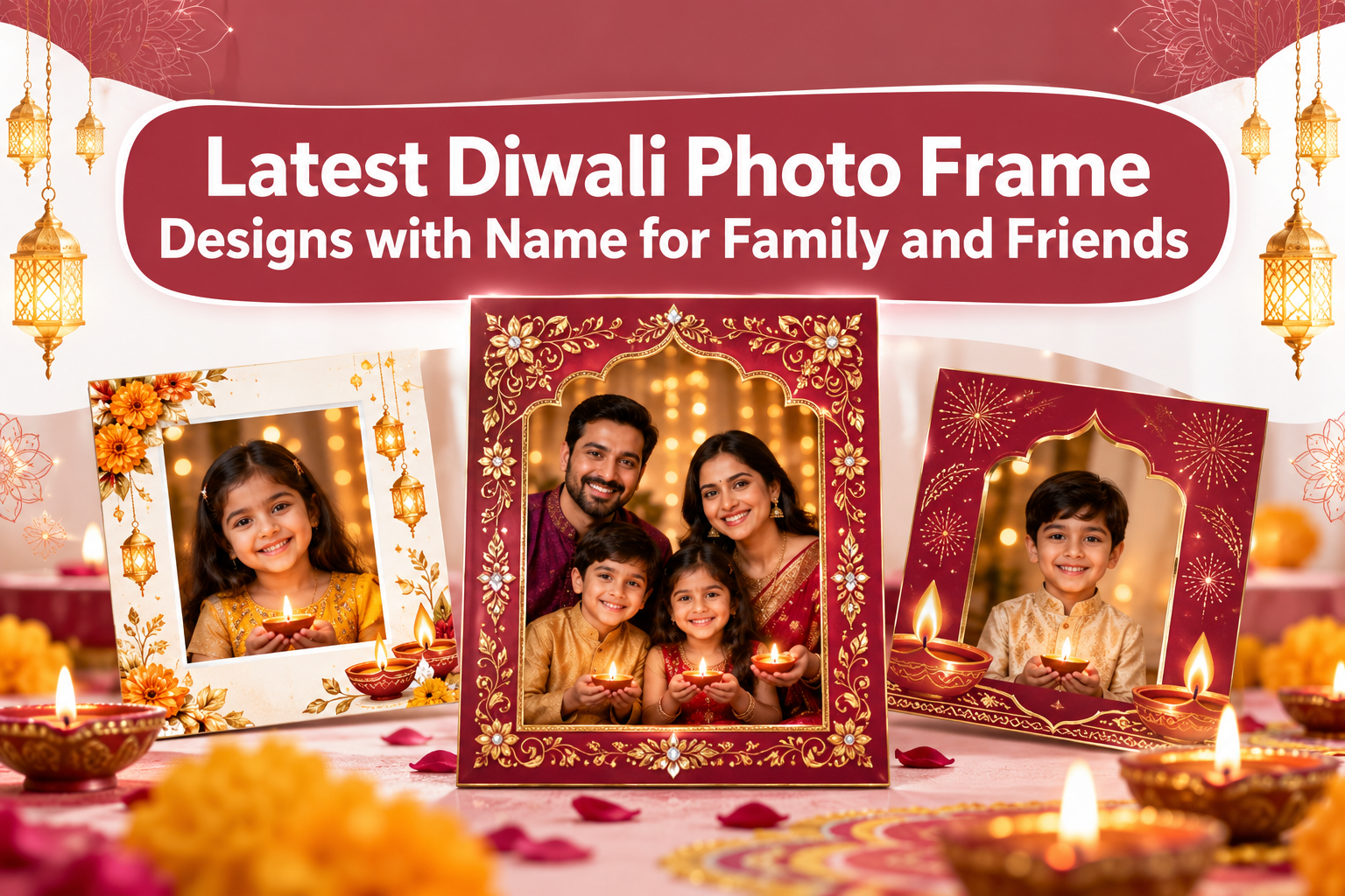 Latest Diwali Photo Frame Designs with Name for Family and Friends