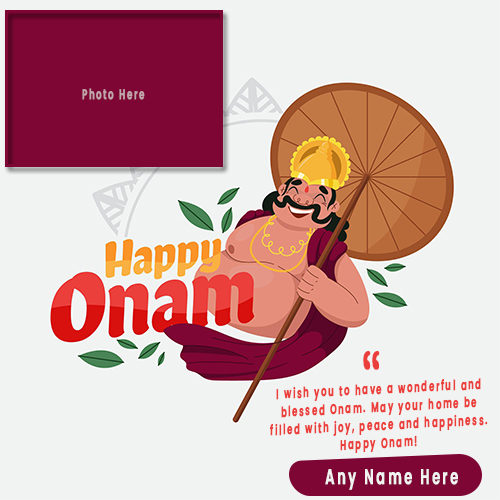 Happy Onam 2025 WIshes Greeting Cards Frames With Name