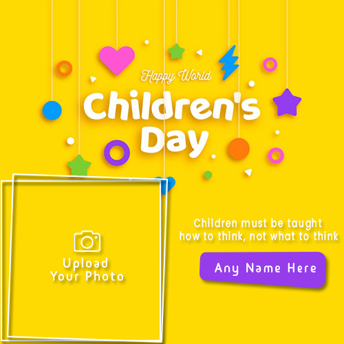 Happy Children Day 2025 Photo Frame With Name