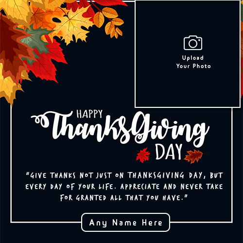 Happy Thanksgiving Day 2025 Special Photo Frame With Name