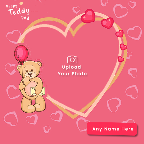Valentines Day Teddy Bear Picture Heart Frame With Name