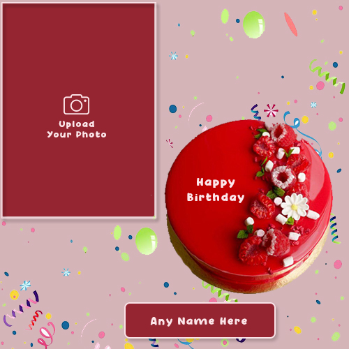 Strawberry Birthday Cake For Girl With Name And Photo
