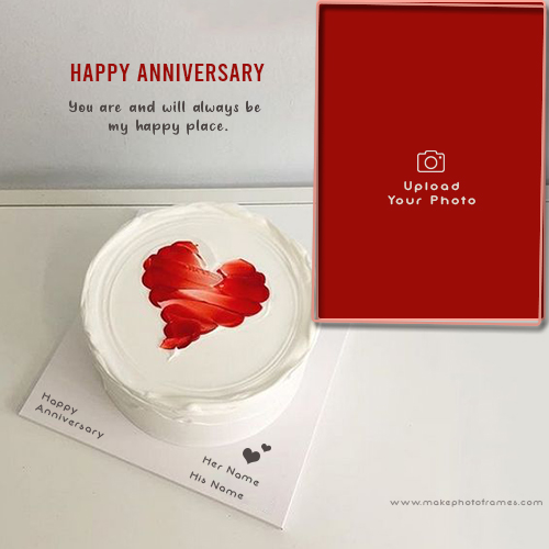 Love Shape Anniversary Cake Create With Name And Photo