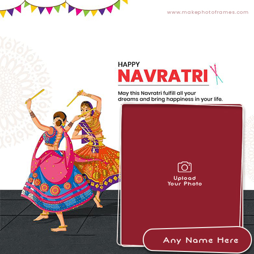 Write Name On Navratri 2025 Photo Frame