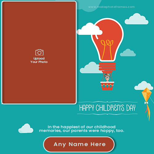 Happy Children Day Pic Frame With Name Editing