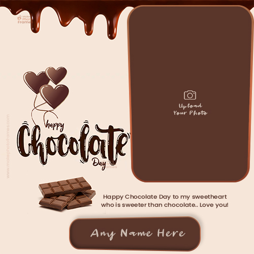 Valentine Chocolate Day 2025 Photo Frame With Name