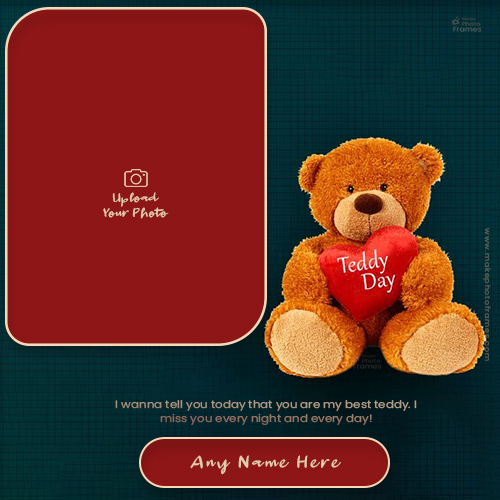 Teddy Day 2025 Online Photo Frame With Name Editing Online