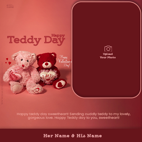 Valentines Day Teddy Bear 2025 Pictures Frame With Name Edit