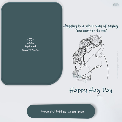 Happy Valentine Hug Day 2025 Photo Frame With Name