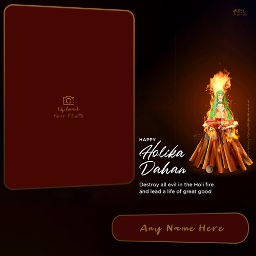 Create Name On Holika Dahan 2025 Quotes With Photo In English