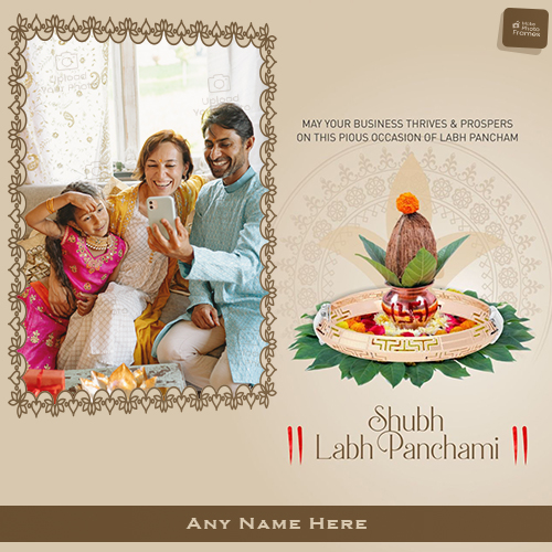 Good Morning Happy Labh Pancham Message Card With Name Photo