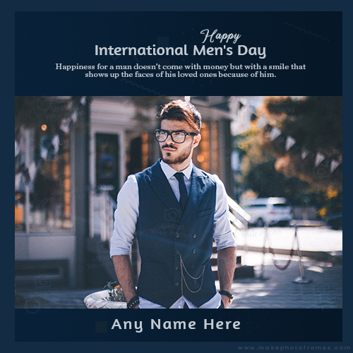 Happy International Men's Day 2025 Photo Frame With Name Download