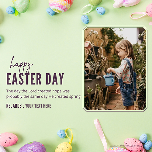 Easter Day 2025 Wishes With Name And Picture Frame Card Download