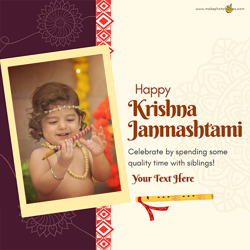 Krishna Janmashtami 2025 Card With Name And Photo Frame Editing