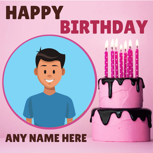 Double Layer Birthday Cake With Name And Photo
