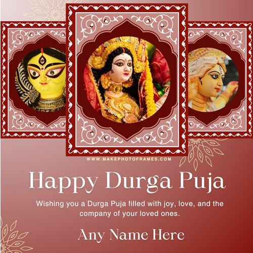 Photo Frame Durga Puja Wishes 2025 With Name