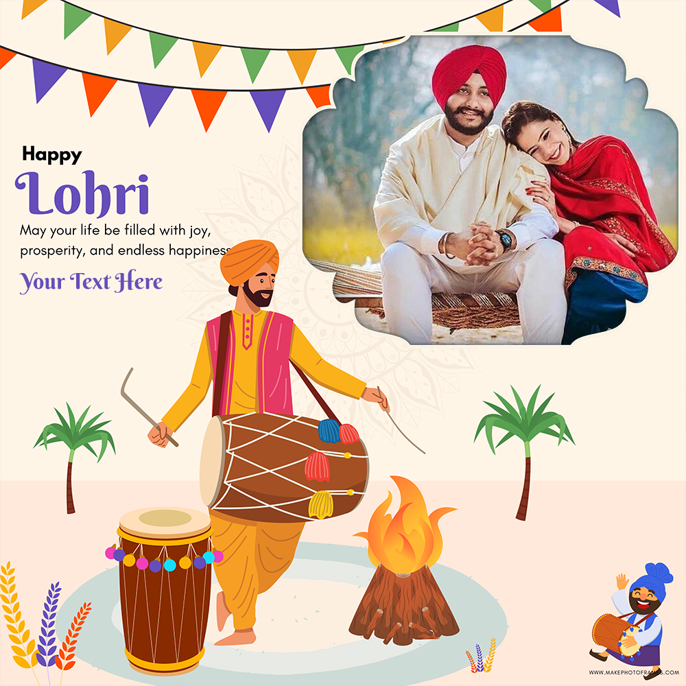 Add Happy Lohri 2025 To Photo Card With Name