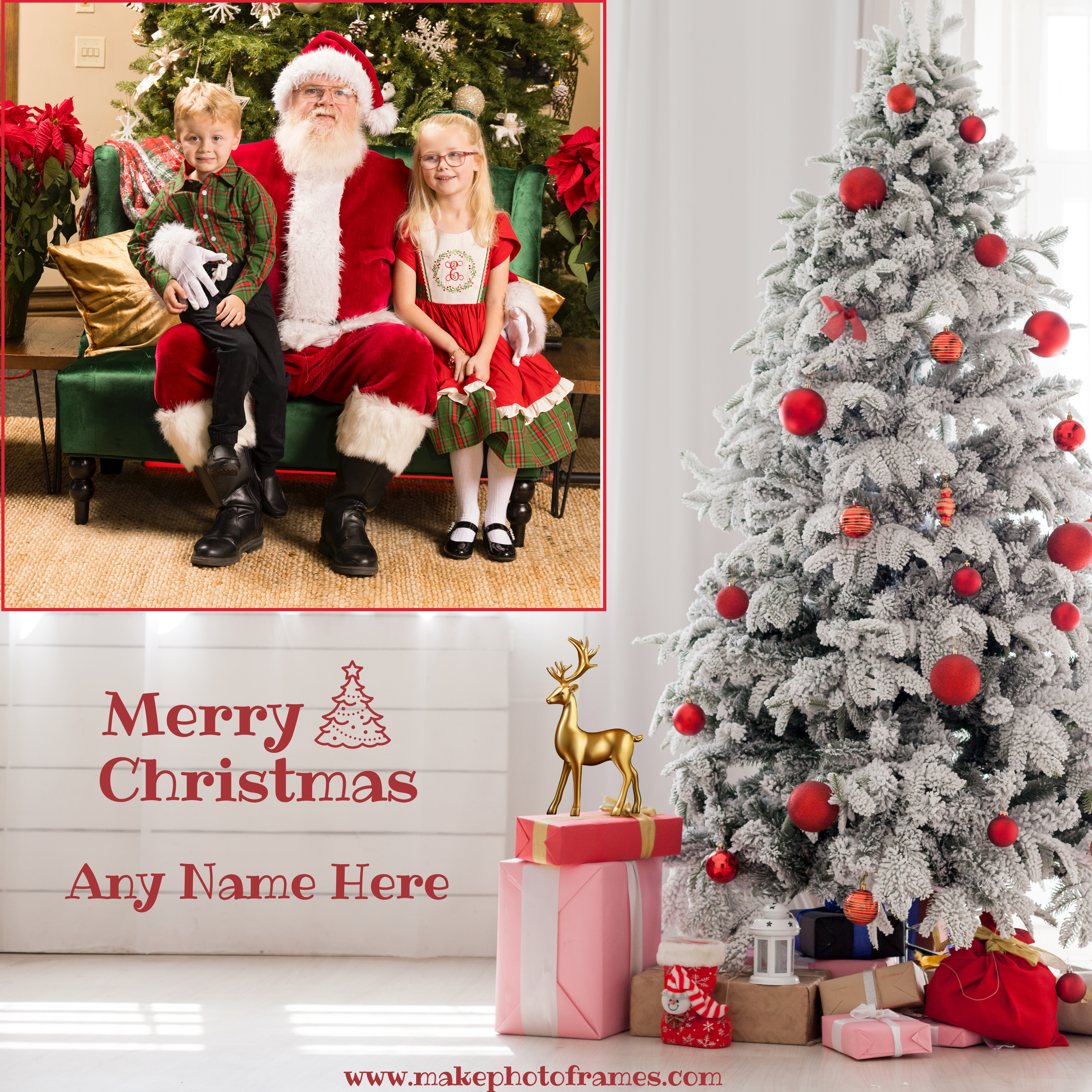 Merry Xmas 2025 Photo Card With Name With Picture Frame
