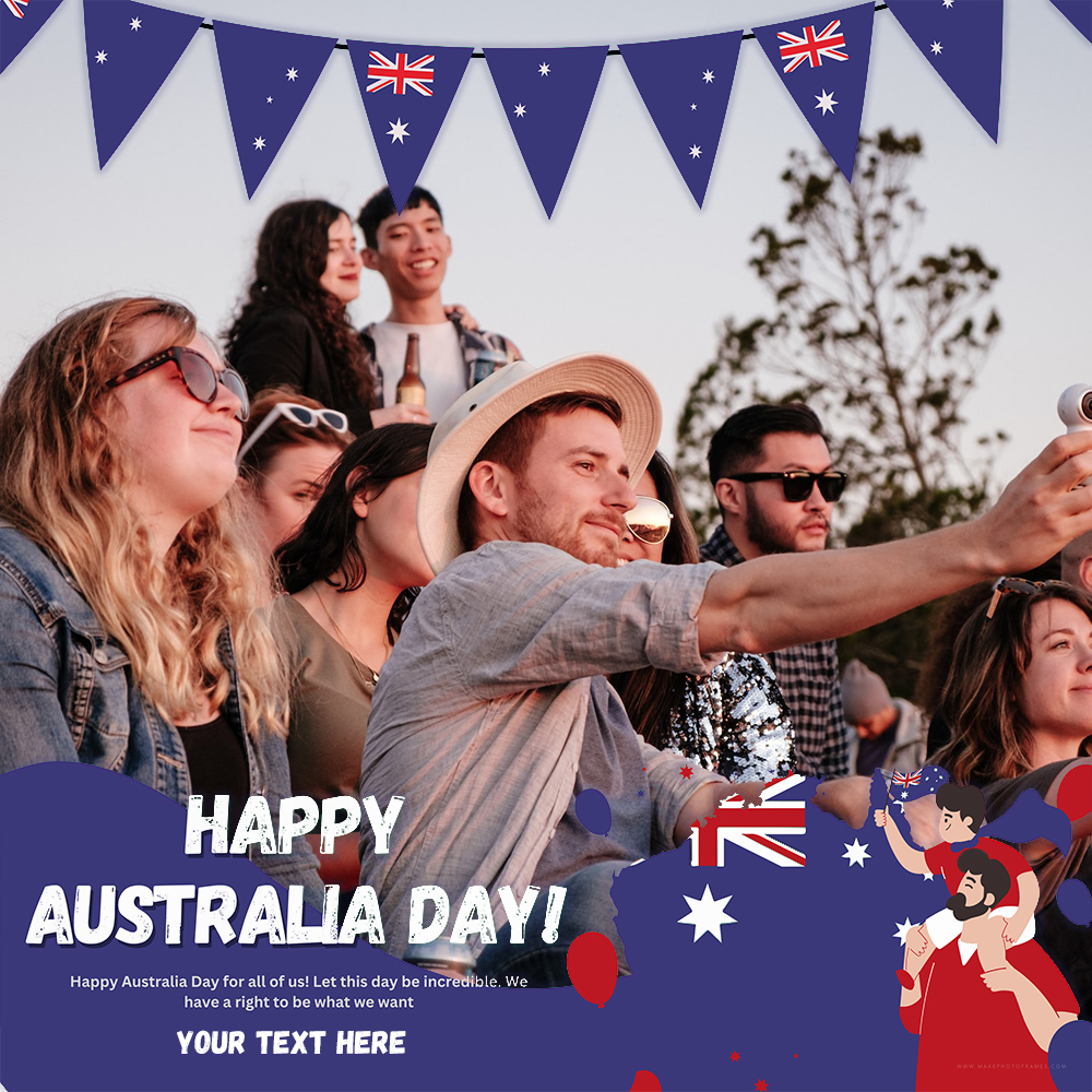 Happy Australia Day 2025 Picture Frame Image With Name Download