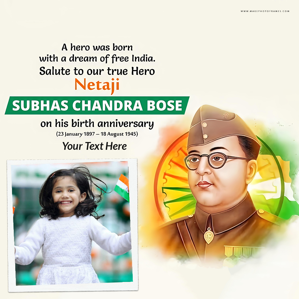 Subhash Chandra Bose Birthday Photo Frame With Name Online