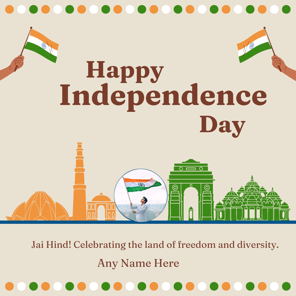 15th August 2025 Indian Happy Independence Day With Custom Name And Photo