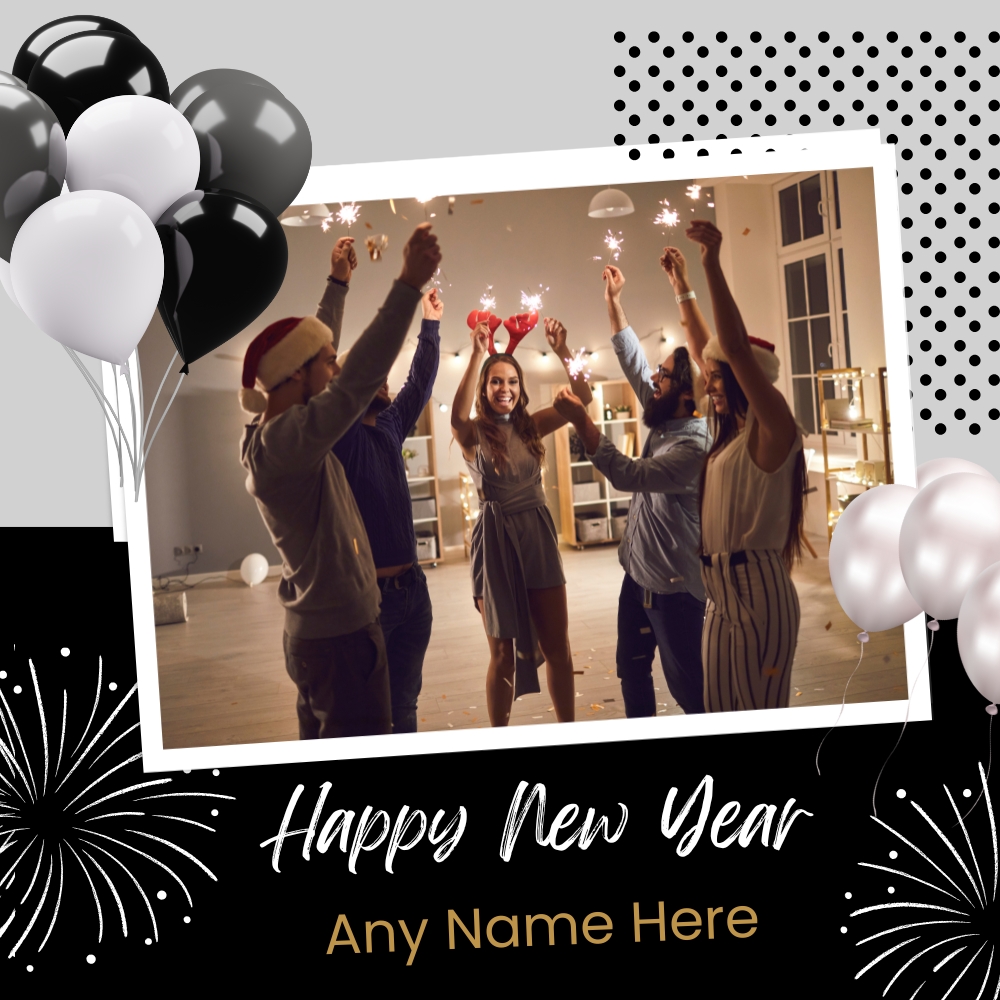2025 Happy New Year Friends Photo Frame With Name