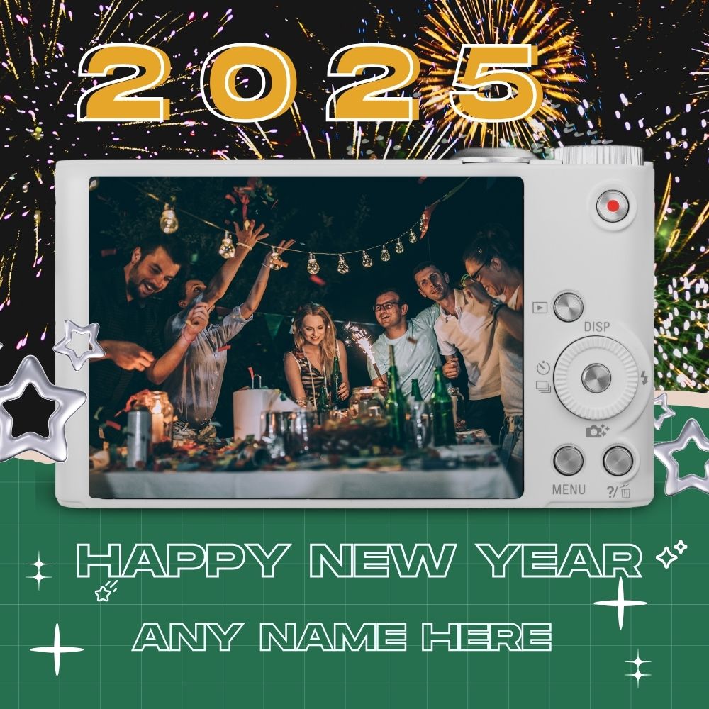 Happy New Year 2025 Wishes Picture Frame With Name