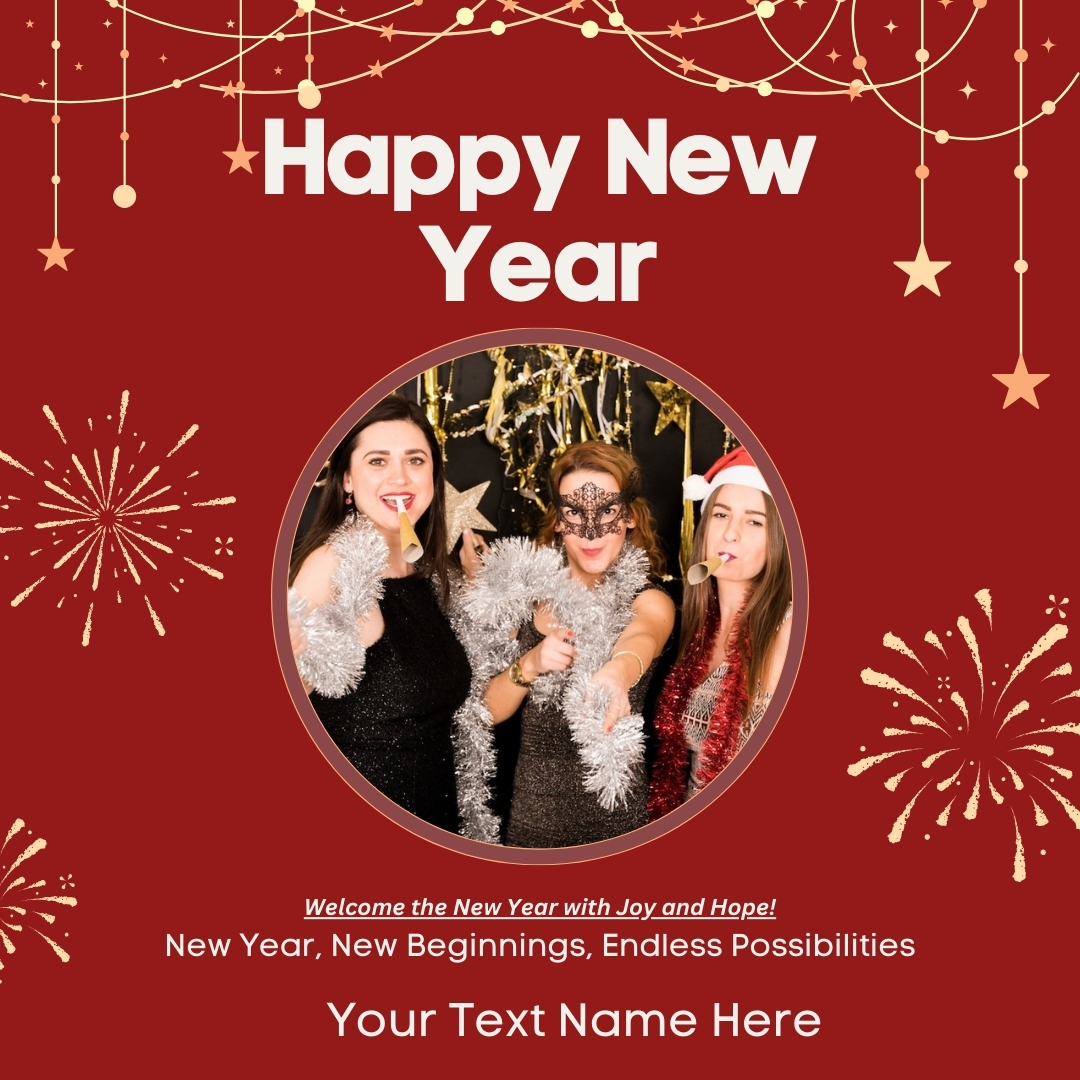 Custom Happy New Year 2025 Photo Frame For WhatsApp Status With Name