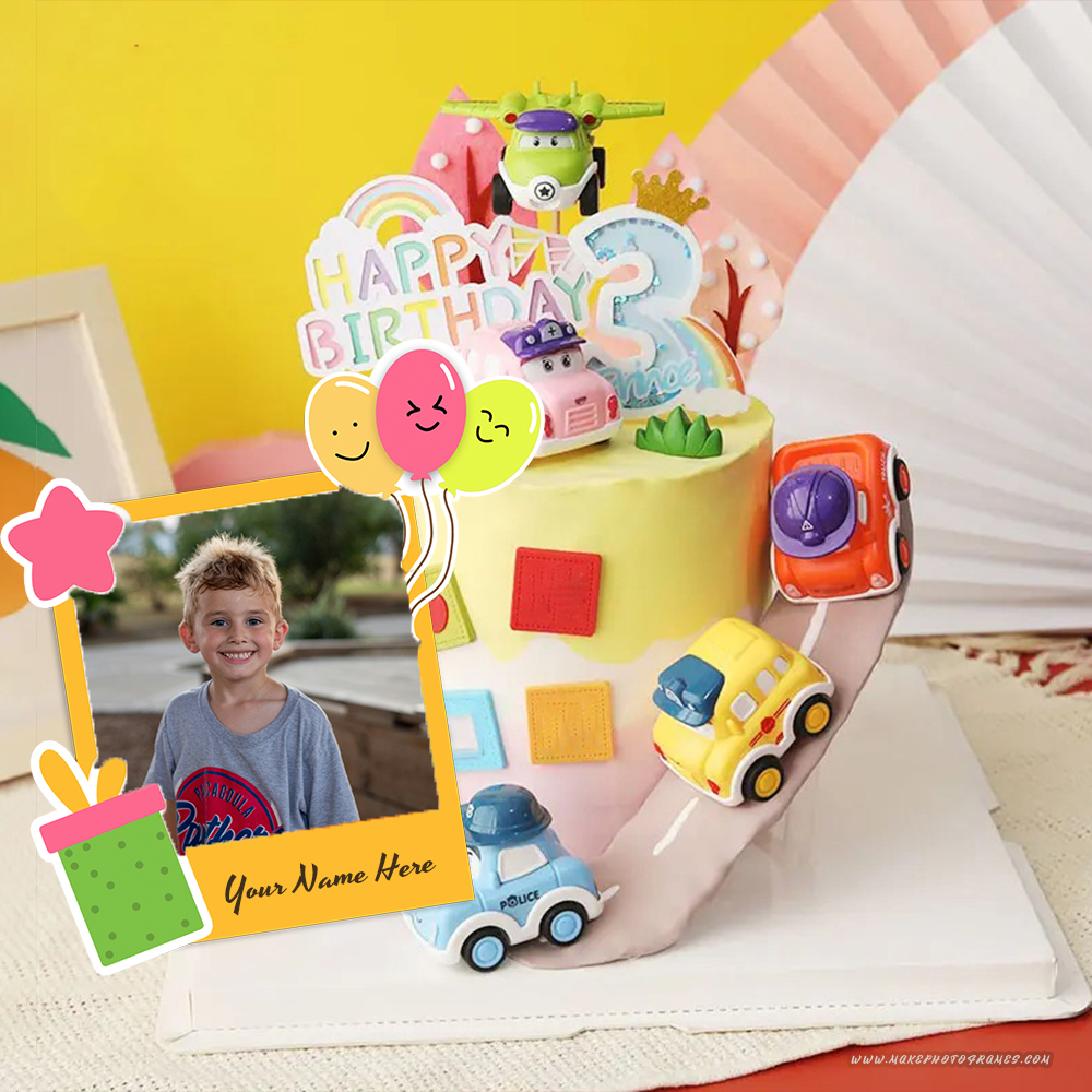 Happy Birthday Car Cake With Name And Photo Edit