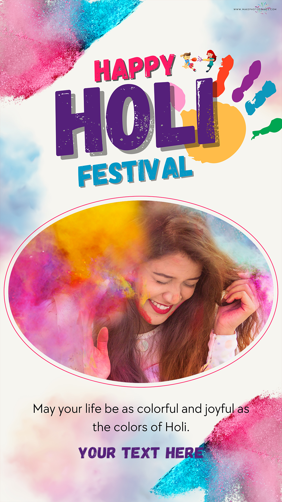 Happy Holi Status Instagram Story Photo Frame With Name