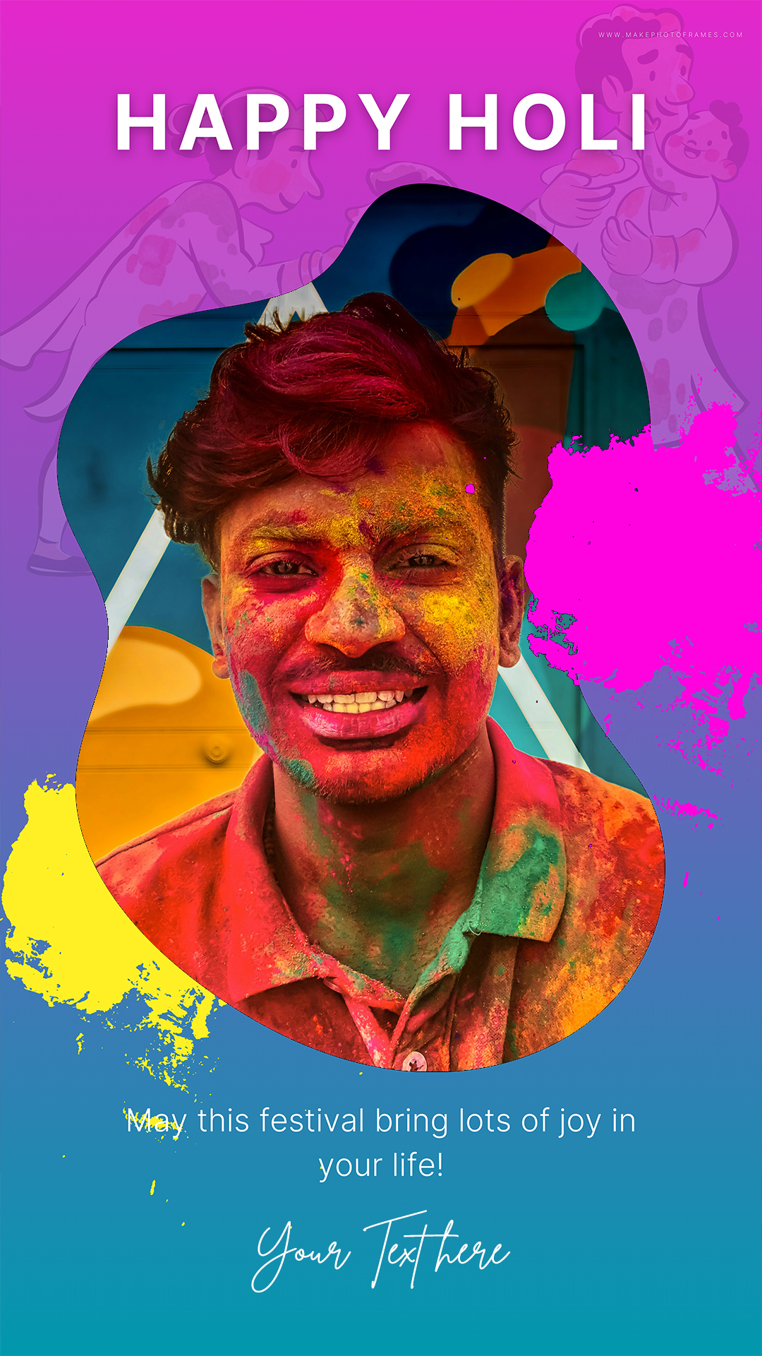 Happy Holi WhatsApp DP Status Photo Frame With Name