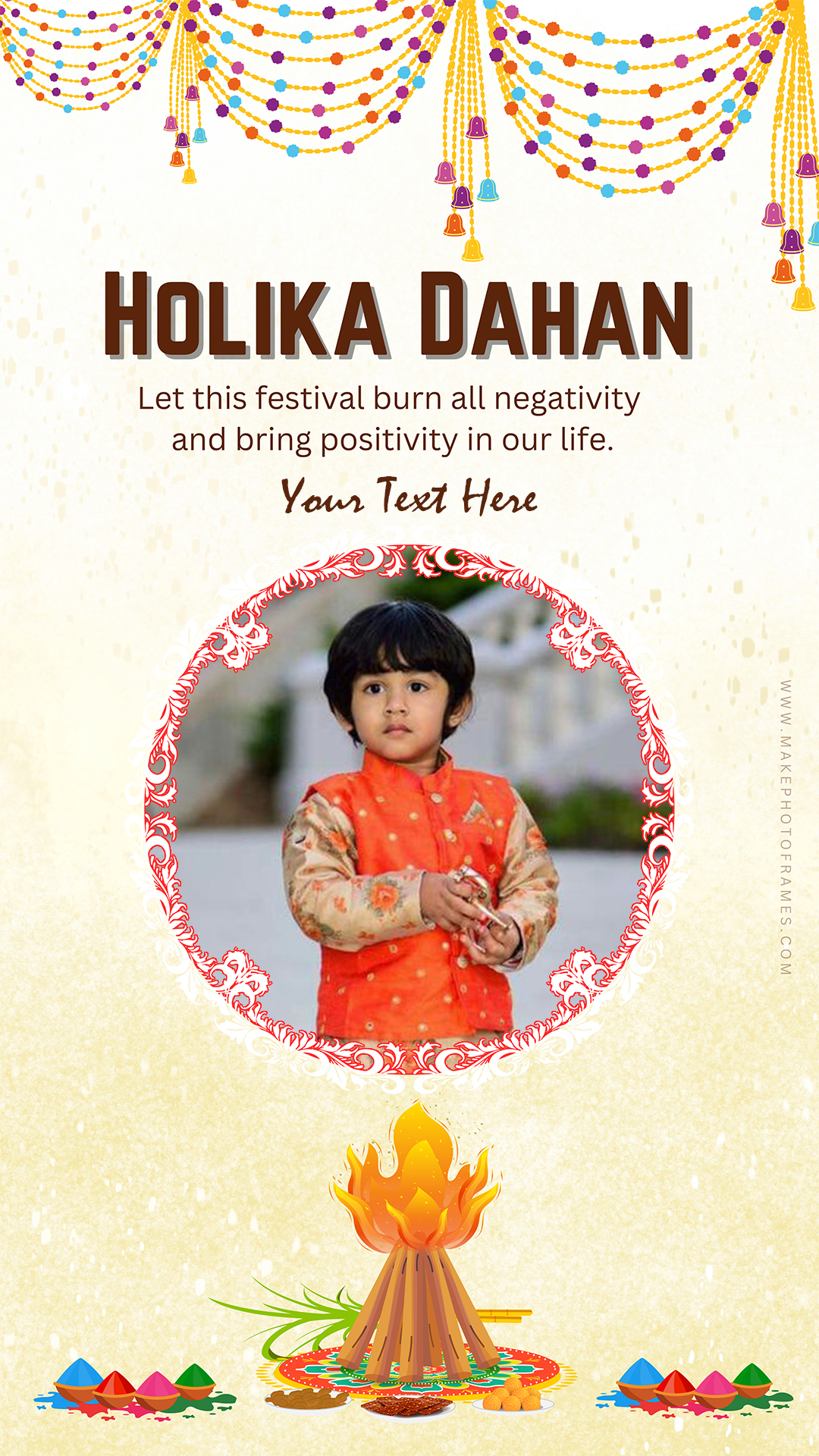 Holi Dahan Wishes Whatsapp Status Photo Frame With Name