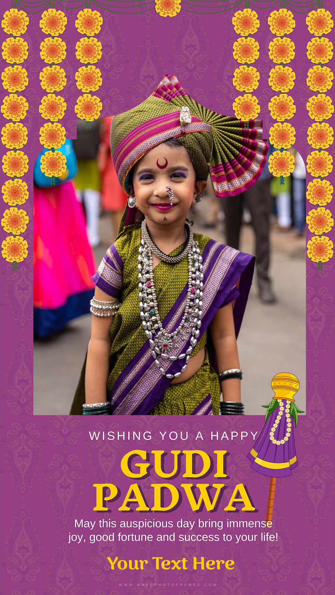 Gudi Padwa Special Marathi Status Frame With Name