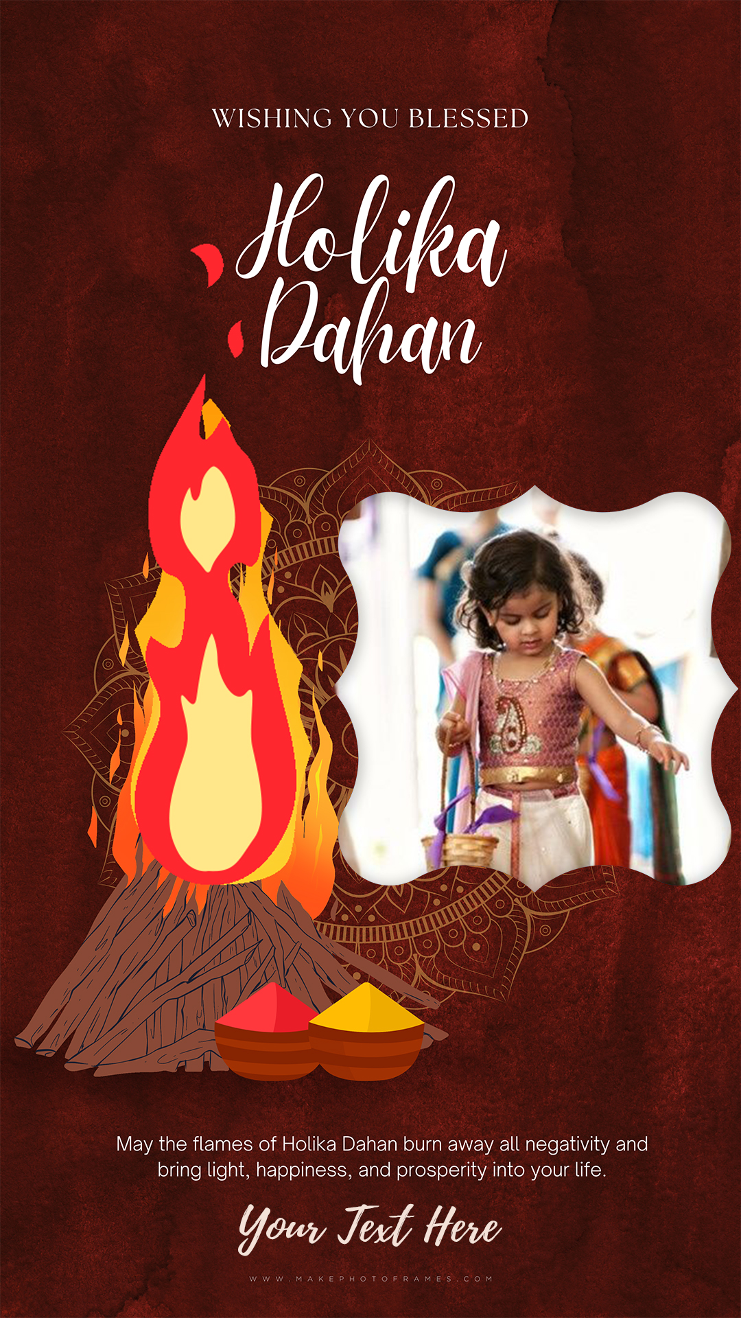 Holika Dahan 2025 Whatsapp DP Photo Frame With Name