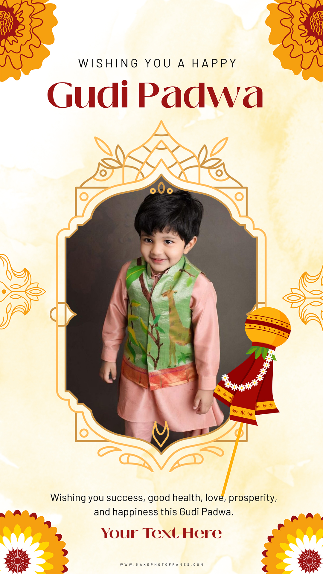 Gudi Padwa 2025 Marathi WhatsApp DP Status Photo Frame With Name