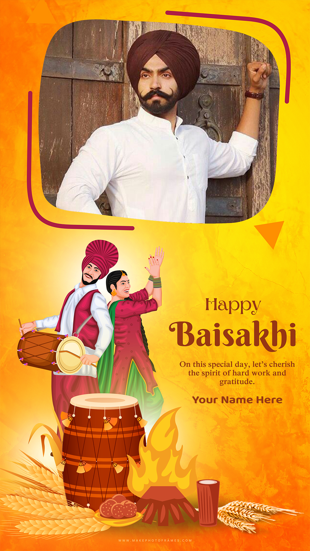 Custom Name On Vaisakhi 2025 Photo Frame Editing