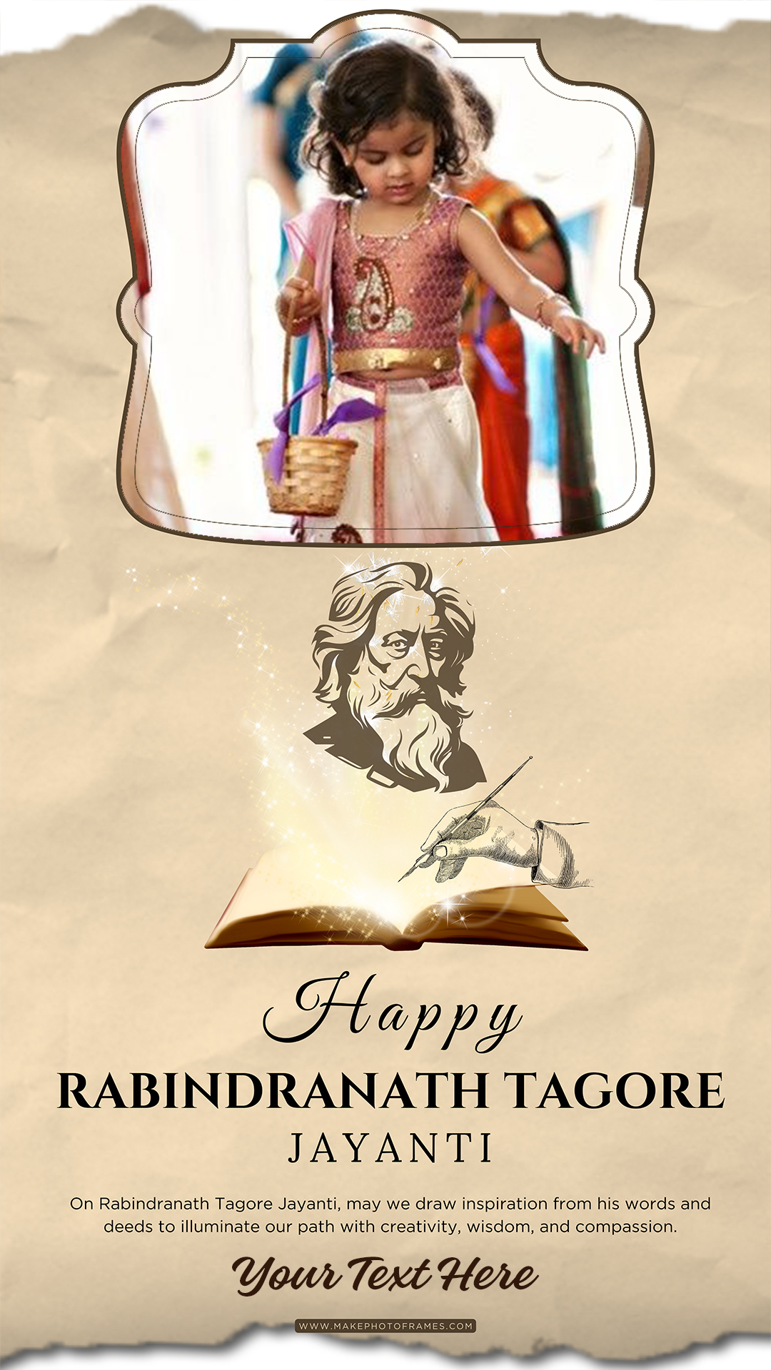 Rabindranath Tagore Jayanti WhatsApp DP Frame With Name