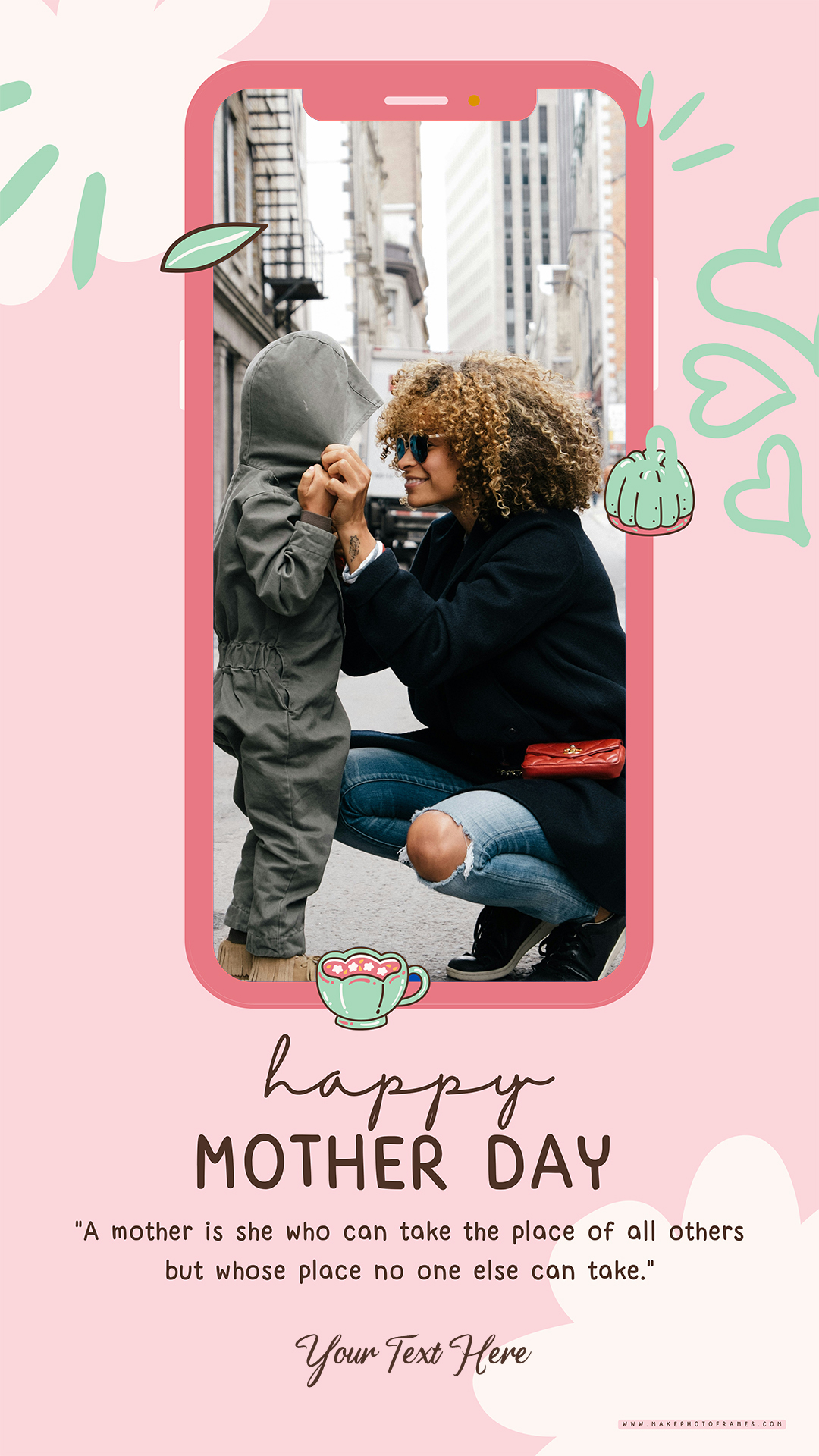 Happy Mothers Day Wishes For All Moms Photo Frame With Name