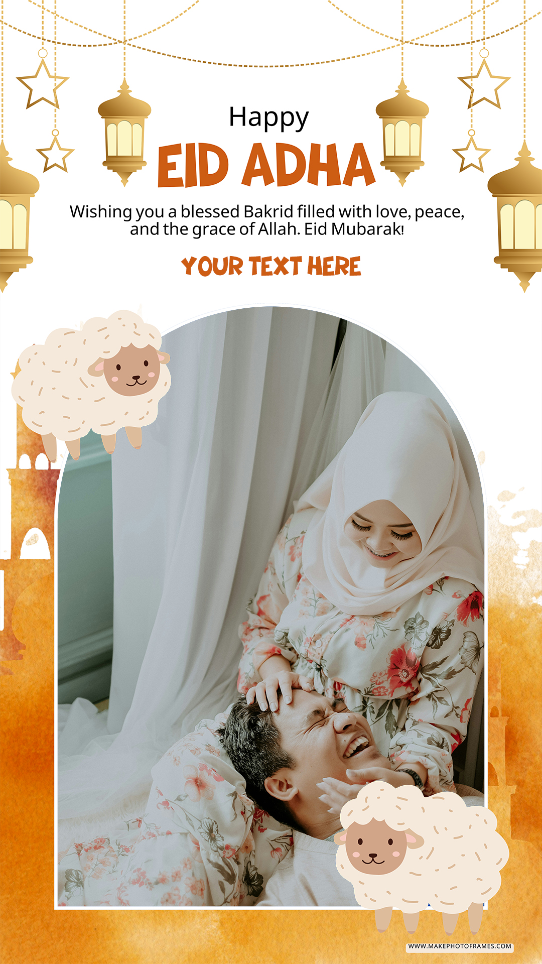 Customize Bakra Eid Mubarak Status Photo Maker With Name Writing