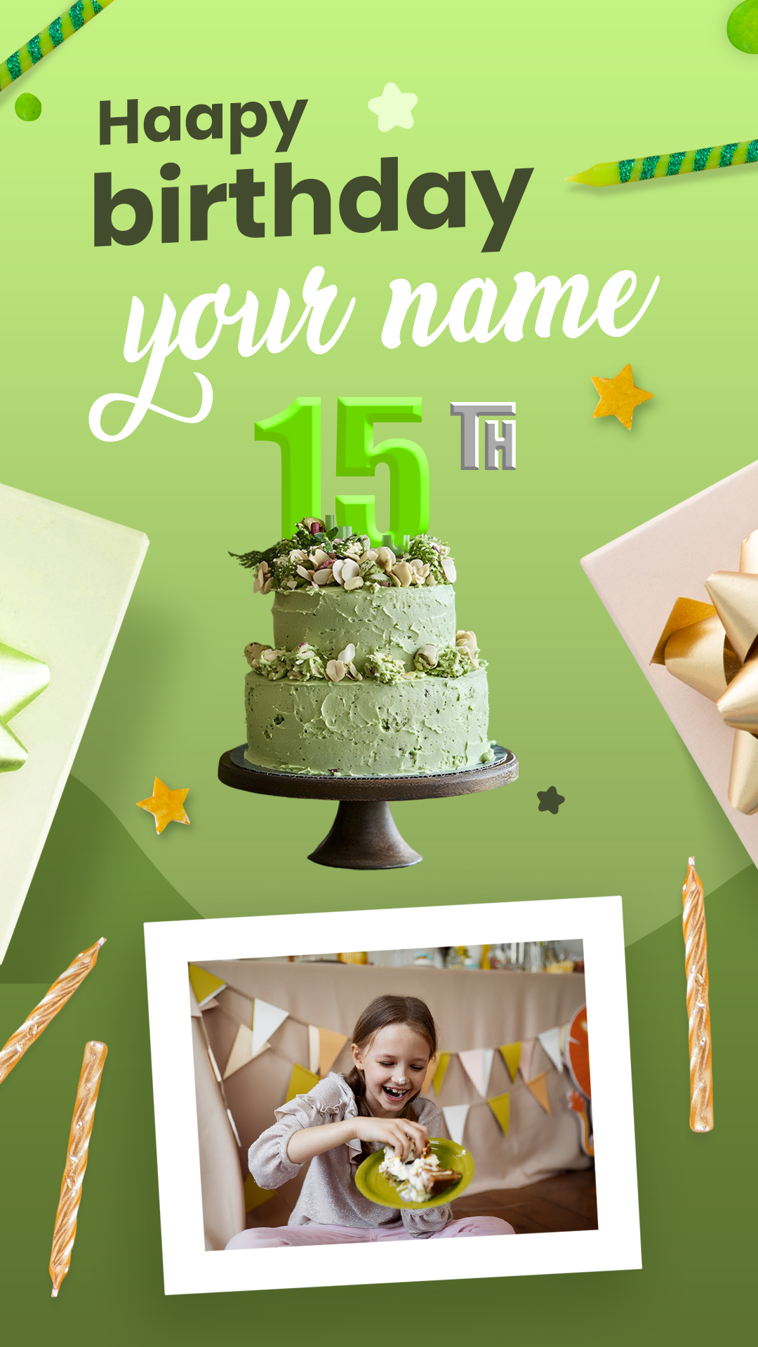 Custom 15th Birthday Cake Topper With Name And Photo Edit