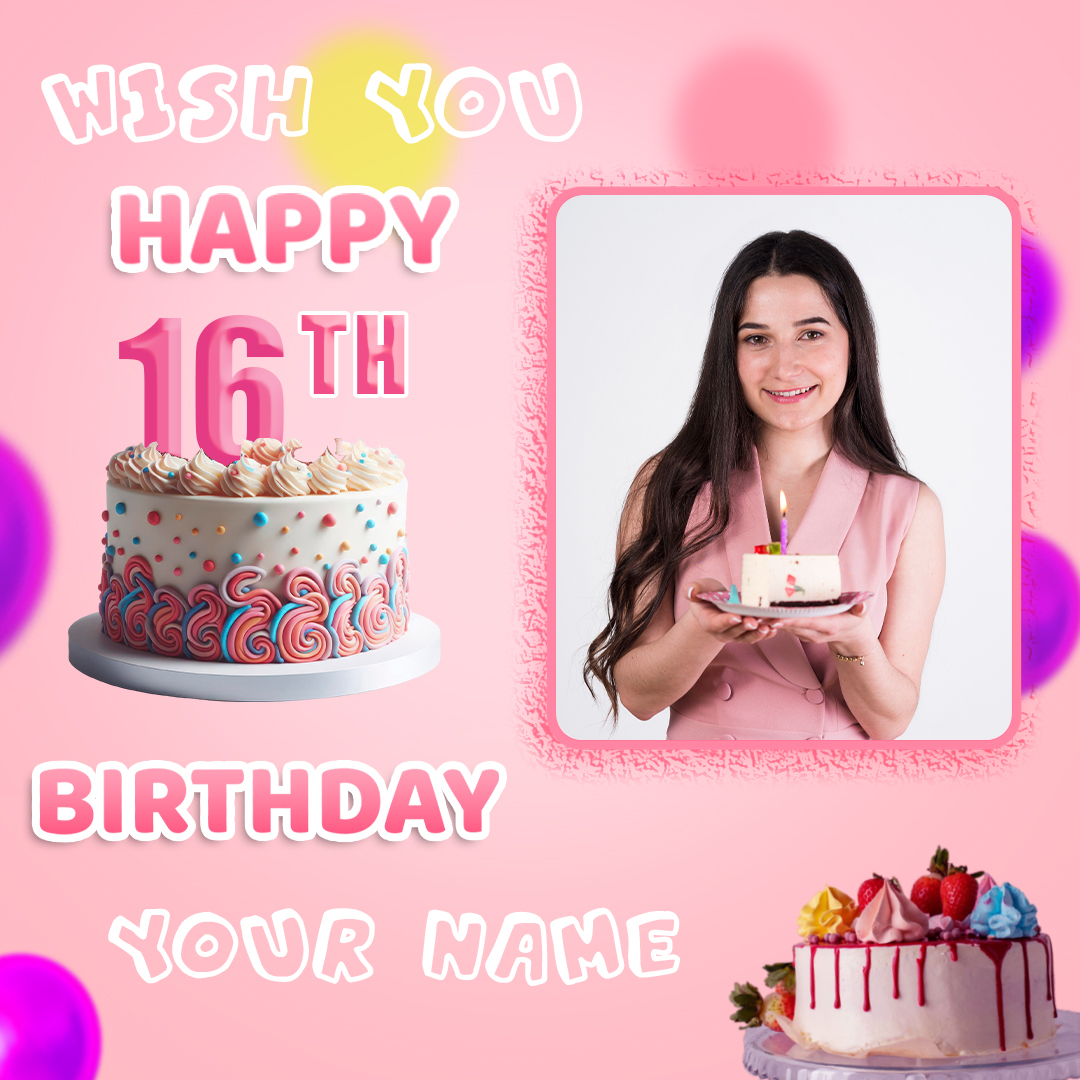 Birthday Cake Topper For 16 Year Old – Photo & Name Custom