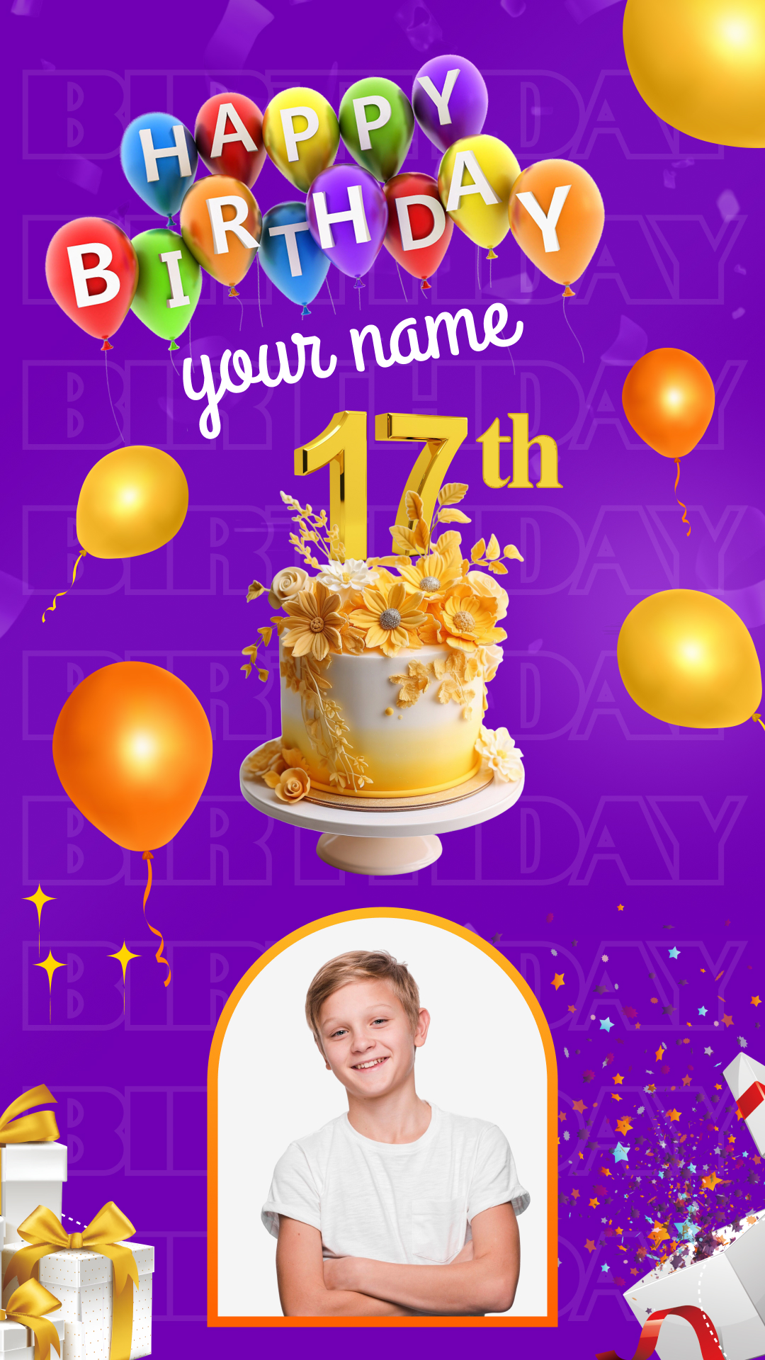 Unique 17th Birthday Cake Topper – Photo & Name Custom