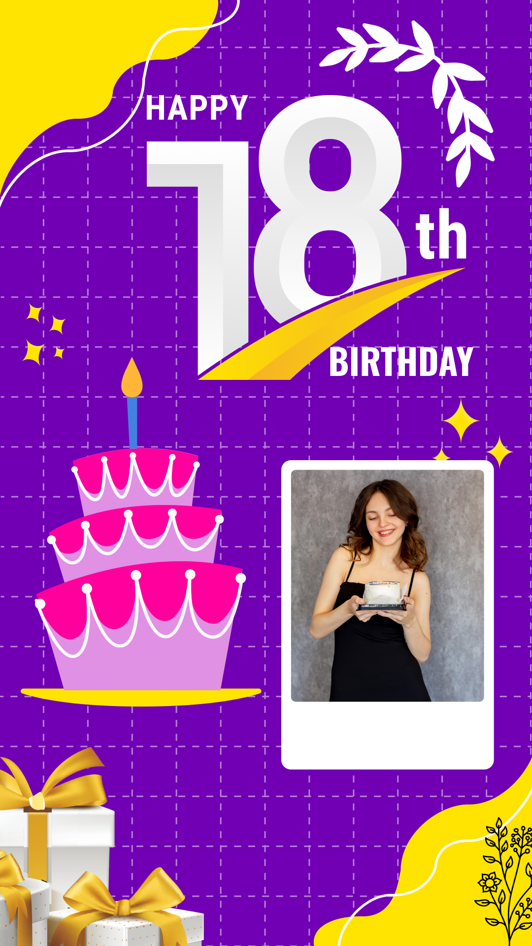 18th Birthday Photo Cake Topper Maker With Name And Photo