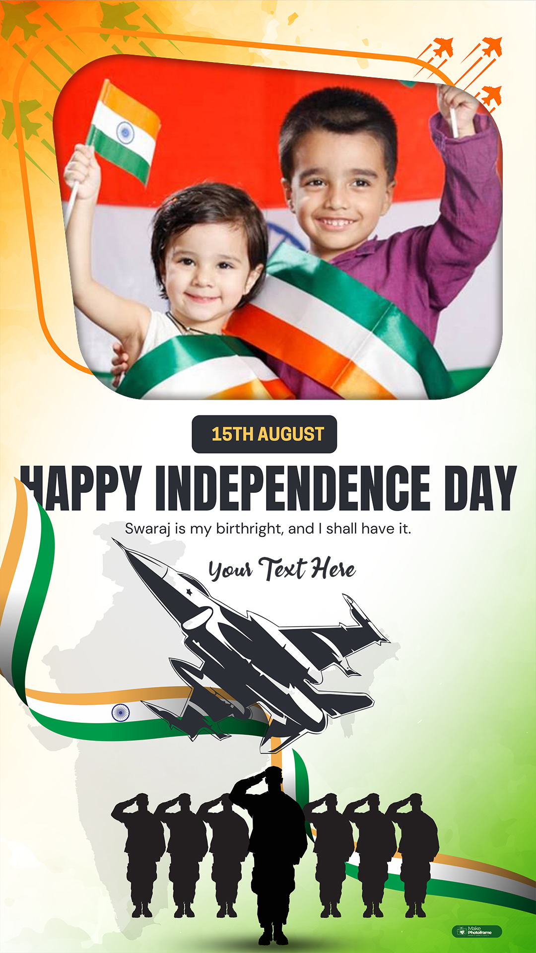 15 August Independence Day 2025 Tricolor Frame Design With Name And Image