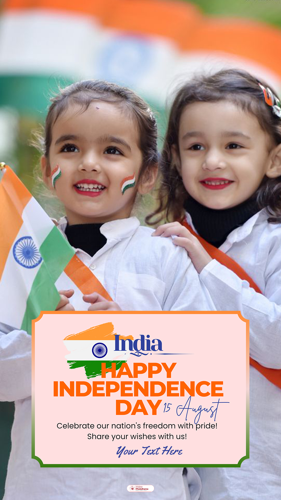 15 August India Flag Frame Maker With Name And Photo Online