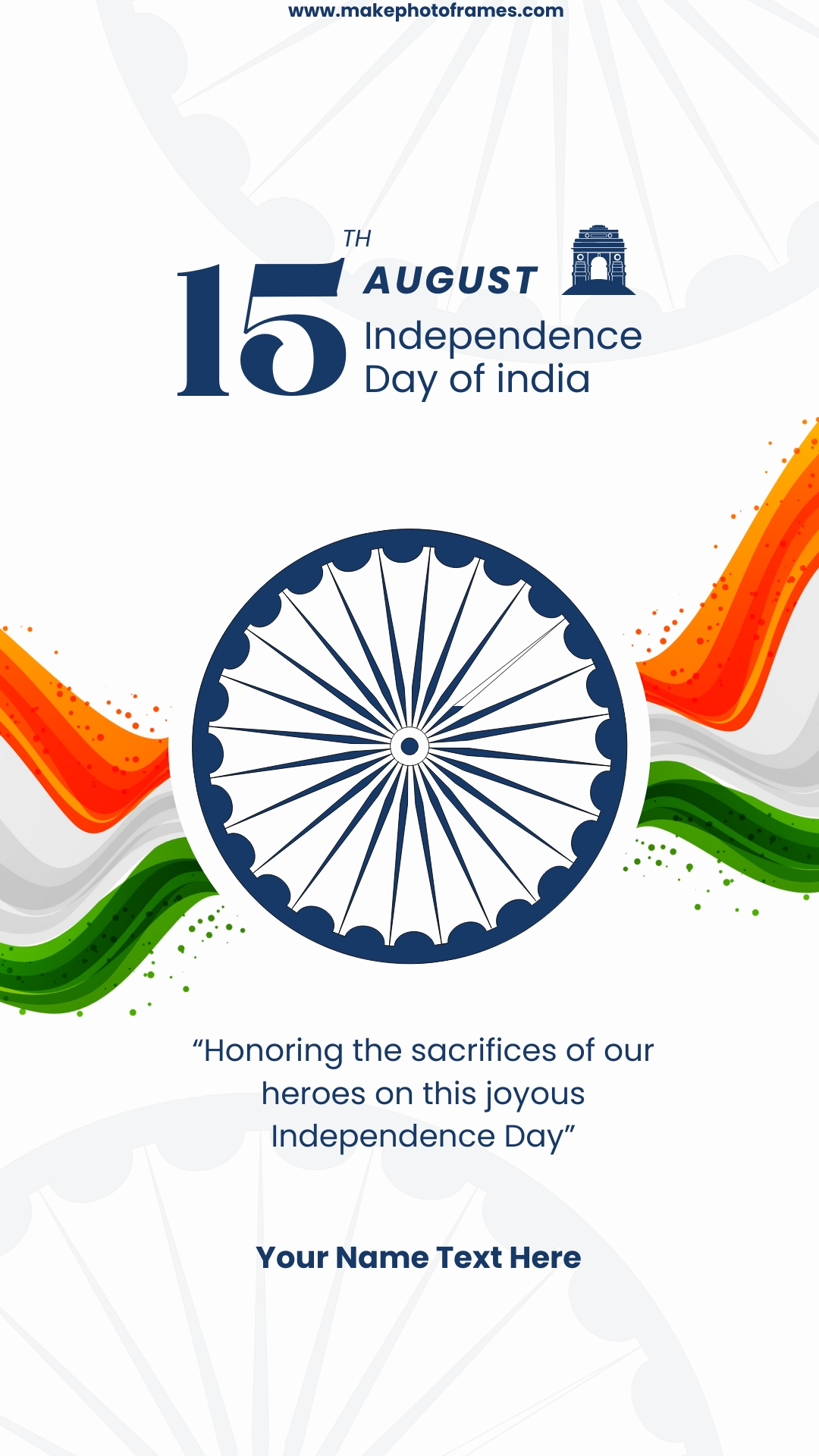 78th Indian Independence Day Greeting WhatsApp Status Frame With Name