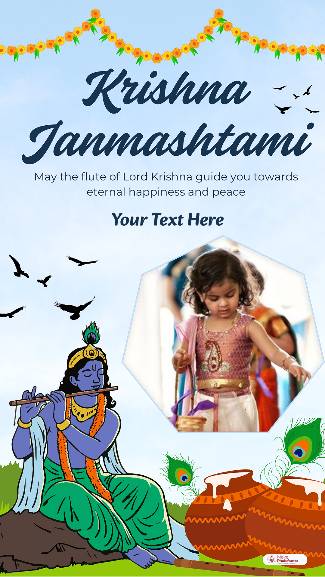 Free Krishna Janmashtami HD Greeting Images With Name Frame Maker