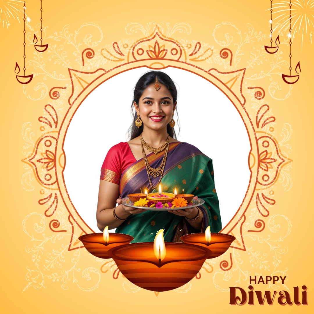 Customizable Happy Diwali 2025 Photo Frame Template Editor Online